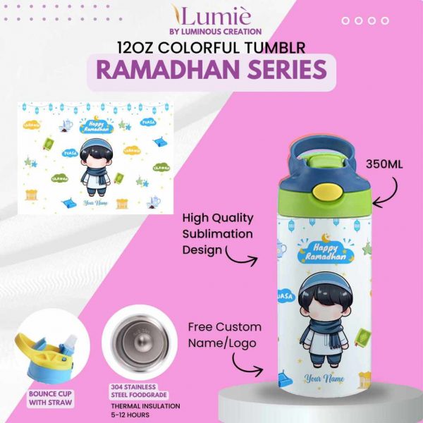 Lumiè Tumbler Anak Custom Ramadhan Series Free Tulis Nama 350ml - Image 10
