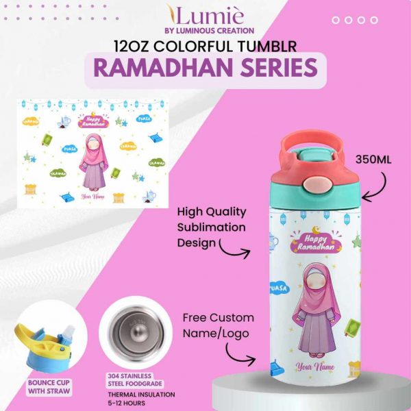Lumiè Tumbler Anak Custom Ramadhan Series Free Tulis Nama 350ml - Image 9