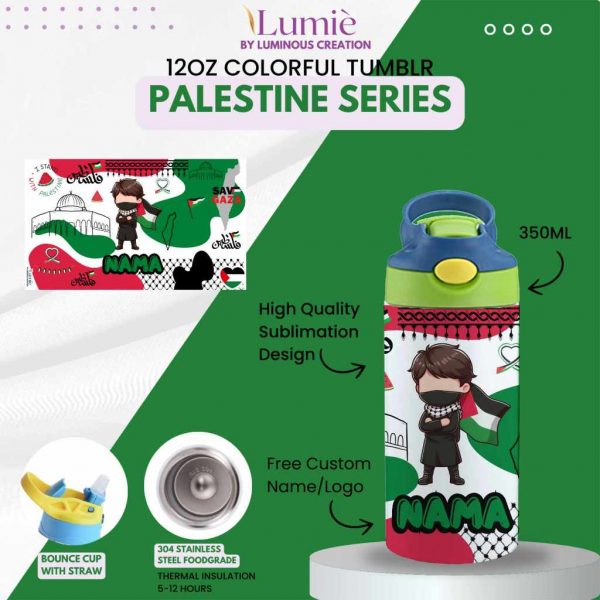 Lumiè Tumbler Anak Free Tulis Nama Custom Gift Sablon Souvenir + Box Special Palestine - Image 3