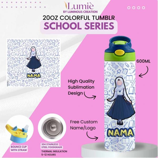 Lumiè Tumbler Anak Custom School Series Free Tulis Nama 600ml (SekolahTK SD SMP) - Image 10