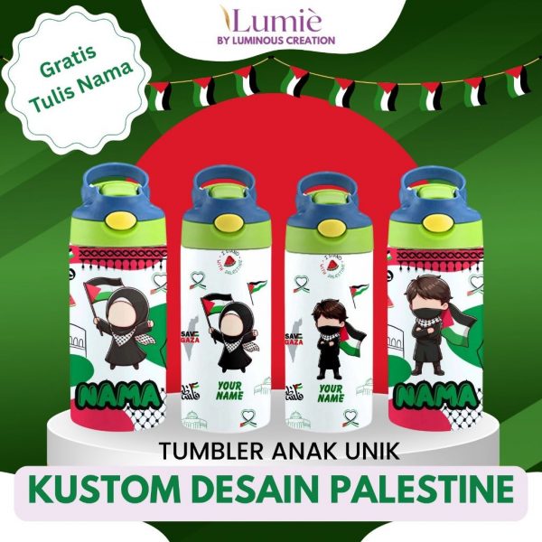 Lumiè Tumbler Anak Free Tulis Nama Custom Gift Sablon Souvenir + Box Special Palestine