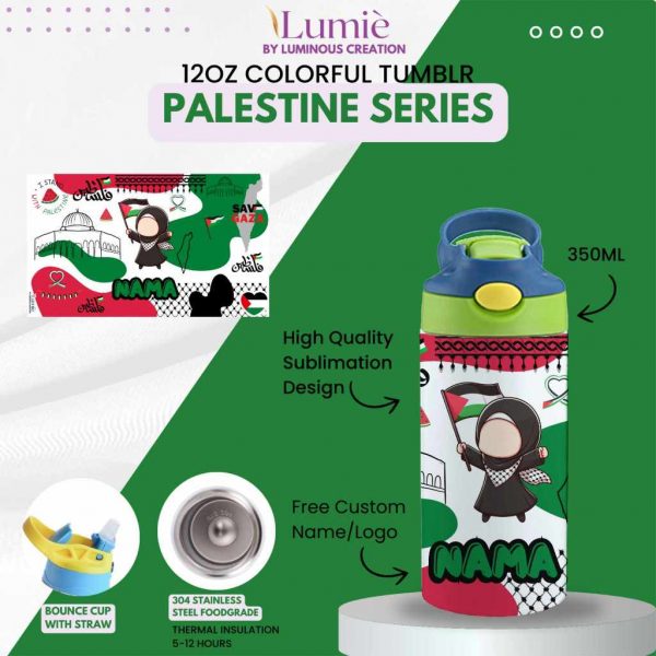 Lumiè Tumbler Anak Free Tulis Nama Custom Gift Sablon Souvenir + Box Special Palestine - Image 4
