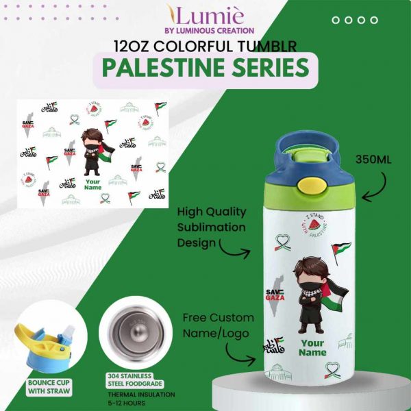 Lumiè Tumbler Anak Free Tulis Nama Custom Gift Sablon Souvenir + Box Special Palestine - Image 5