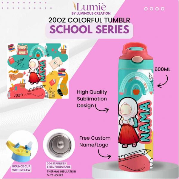 Lumiè Tumbler Anak Custom School Series Free Tulis Nama 600ml (SekolahTK SD SMP) - Image 11