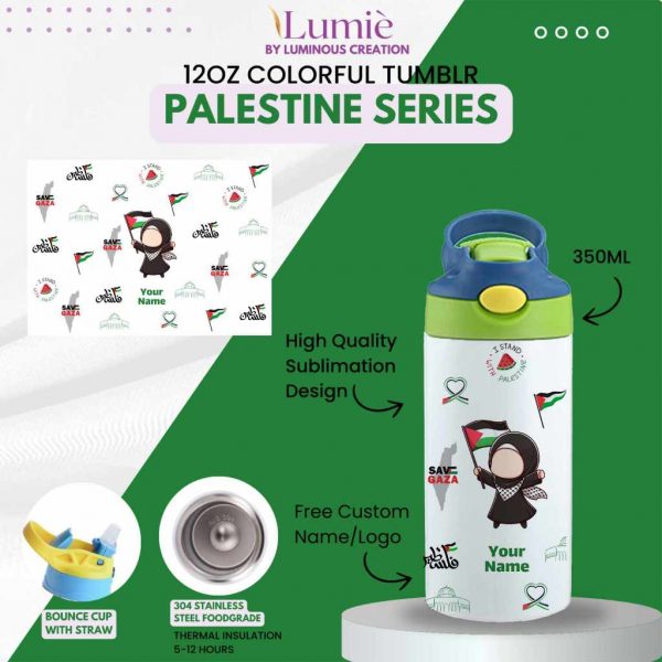 Lumiè Tumbler Anak Free Tulis Nama Custom Gift Sablon Souvenir + Box Special Palestine - Image 6