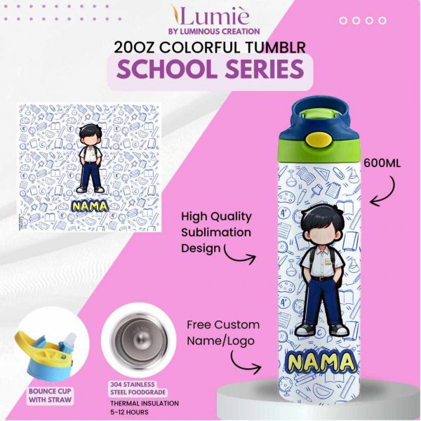 Lumiè Tumbler Anak Custom School Series Free Tulis Nama 600ml (SekolahTK SD SMP) - Image 13